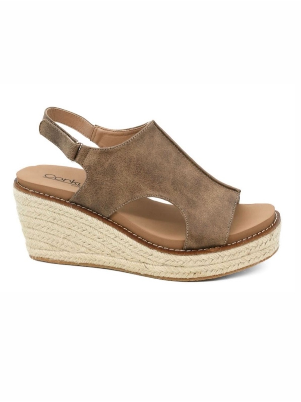 Corkys K Bye Tan Espadrille Wedge Sandal - Open Toe Slingback